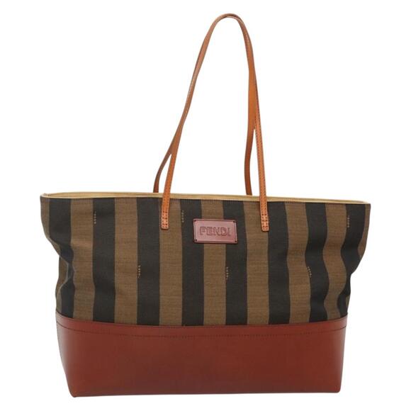 FENDI Pecan Canvas Tote Bag Black Brown - Picture 1 of 12